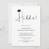 Er machte Skriptsprache Minimal Foto Graduation Pa Einladung (Vorderseite)