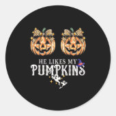 Er mag meine Pumpkins, ich Liebe seine Zaubersaump Runder Aufkleber (Vorderseite)