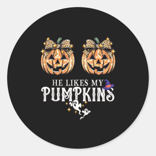 Er mag meine Pumpkins, ich Liebe seine Zaubersaump Runder Aufkleber (Vorderseite)
