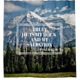 Er mein Rock Christlich Bible Verse Mountain Foto Duschvorhang