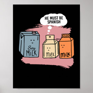 Er muss Spanisch Milk Soy Milk Soy sein Poster