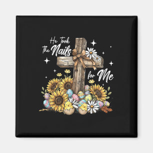 Er nahm die Nägel für mich Jesus Hase Blumen Chris Magnet