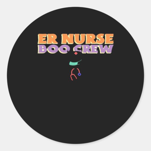 ER Nurse Boo Crew Emergency Room Nurbreak Hallowee Runder Aufkleber (Vorderseite)
