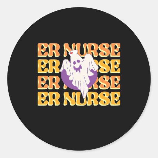ER Nurse Boo Crew Emergency Room Nurbreak Hallowee Runder Aufkleber (Vorderseite)