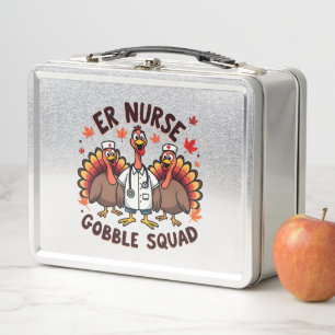 ER Nurse Gobble Squad Erntedank Nursing Metall Brotdose