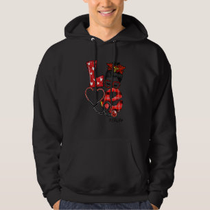 Er Nurse Kariert Leopard Liebe Herz Messy Bun Nur  Hoodie