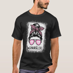 Er Nurse Life Leopard gebleicht Pink Leopard Messy T-Shirt