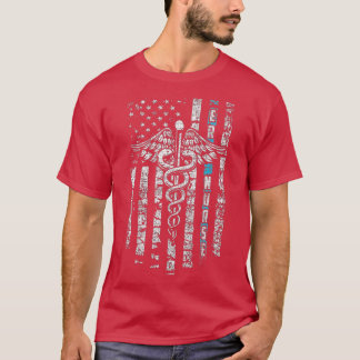 ER Nurse mit Flag und Caduceus T-Shirt