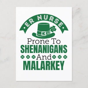 ER Nurse Prone to Shenanigans St Patricks Day Postkarte