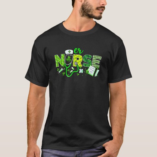 Er Nurse St Patricks Day Liebe Stethoscope Rn Nurs T-Shirt (Vorderseite)