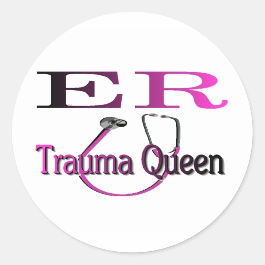 ER Nurse "Trauma Queen" Shirt/Geschenke Runder Aufkleber (Vorderseite)