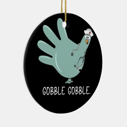 ER Nurse Turkey Gobble Squad ER Nurse Erntedank Keramik Ornament (Rechts)