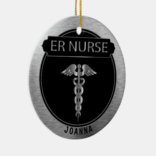 ER Nurse 👩 ‍ ⚕️ - UpScale Black and Silver Keramik Ornament (Rechts)