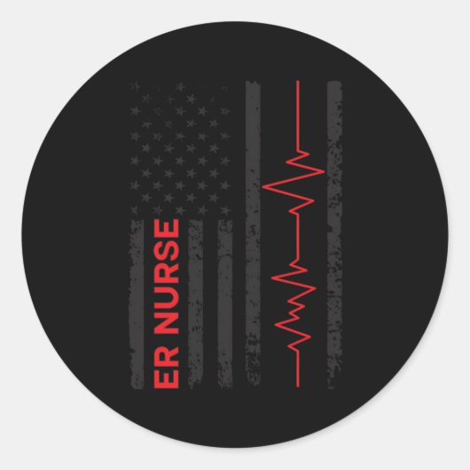 Er Nurse US Flag Emergency Nurgency Room Nu Runder Aufkleber (Vorderseite)