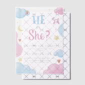 Er oder sie Aquarell Wolken & Sterne Gender-Berich Pergament Einladungen (Versetzt (Einladung))