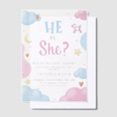 Er oder sie Aquarell Wolken & Sterne Gender-Berich Pergament Einladungen (Versetzt)