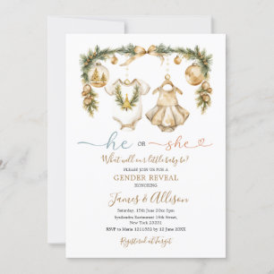 Er oder sie Baby Clothe Gold Weihnachtsgeschlechts Einladung