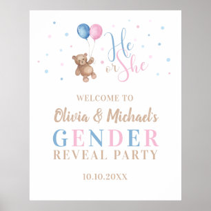 Er oder sie Baby Gender Offenbaren Party große Beg Poster