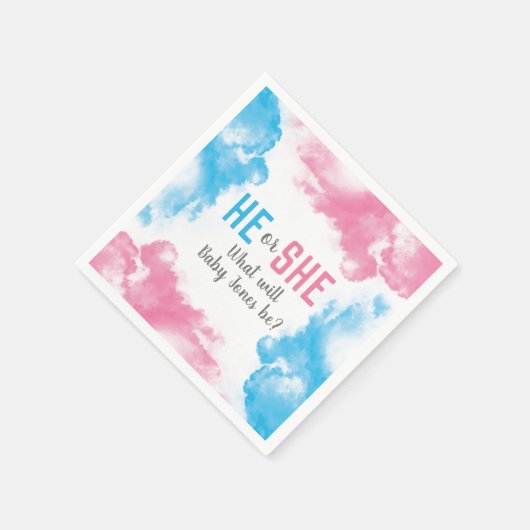 Er oder sie Baby Gender offenbaren Rauchbombe Blue Serviette (Ecke)