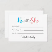 Er oder sie Baby Gender Reveal Card Mitteilungskarte (Vorne/Hinten)