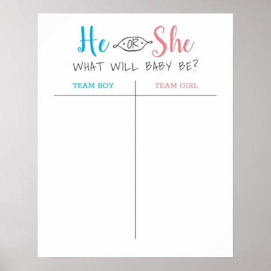 Er oder sie Baby Gender Reveal Guess Poster (Vorne)