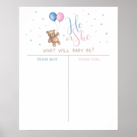 Er oder sie Baby Gender Reveal Guess Poster (Vorne)