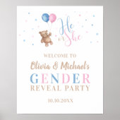 Er oder sie Baby Gender Reveal Party Welcome Poste Poster (Vorne)