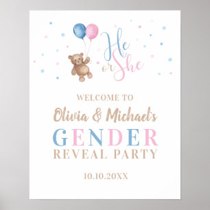 Er oder sie Baby Gender Reveal Party Welcome Poste Poster