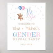 Er oder sie Baby Gender Reveal Party Welcome Poste Poster (Vorne)