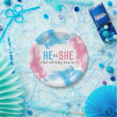 Er oder sie Baby-Geschlecht decken Pappteller (Party)