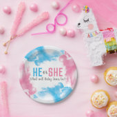 Er oder sie Baby-Geschlecht decken Pappteller (Party)