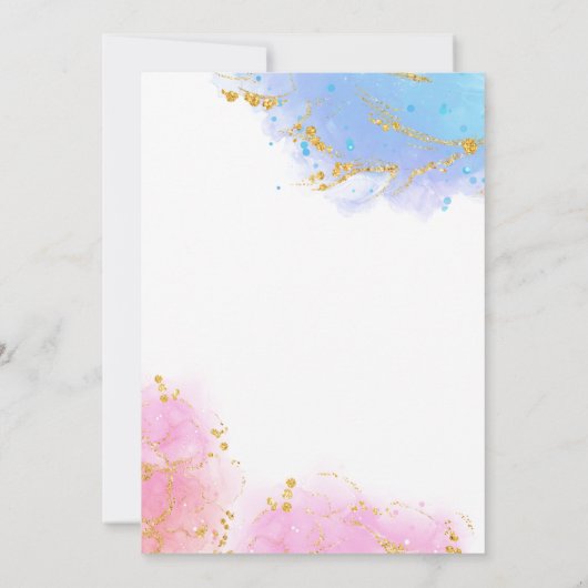 Er oder sie, Baby, pink und blau Glitzer laden ein Einladung (Rückseite)