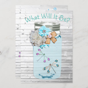 Er oder sie, Baby Shower Gender Reveal Dragonfly Einladung