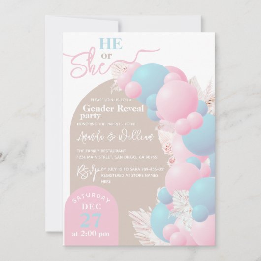 Er oder sie Ballon Modernes Geschlecht offenbart P Einladung (Vorderseite)
