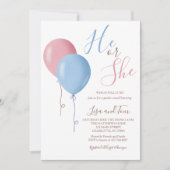 Er oder sie Ballons Gender Reveal Party Einladung (Vorderseite)