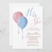 Er oder sie Ballons Gender Reveal Party Einladung (Vorne/Hinten)