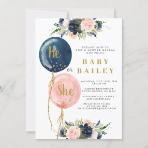 Er oder sie balloons Gender Reveal Einladung