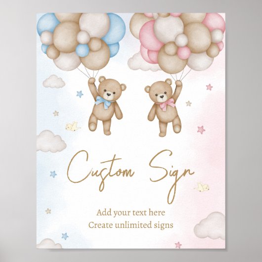 Er oder Sie Bär Geschlechtsenthüllungs-Schild Poster (Vorne)