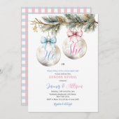 Er oder sie Bauble Blue Pink Weihnachtsgeschlechts Einladung (Vorne/Hinten)