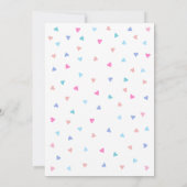 Er oder sie Blau Rosa Herzen Geschlecht Enthüllung Einladung (Rückseite)