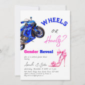 Er oder sie blauen rosa Räder oder Heelse Gender-B Einladung (Vorderseite)