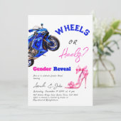 Er oder sie blauen rosa Räder oder Heelse Gender-B Einladung (Stehend Vorderseite)