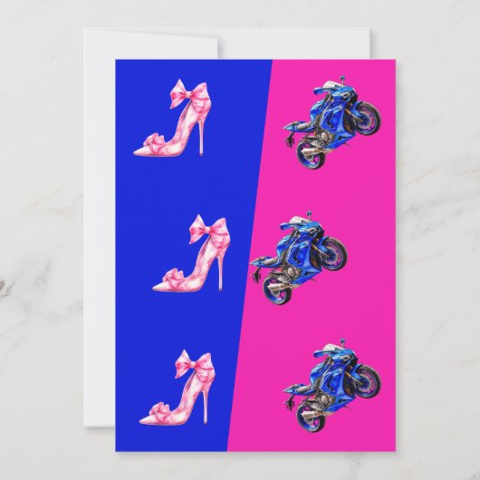 Er oder sie blauen rosa Räder oder Heelse Gender-B Einladung (Rückseite)