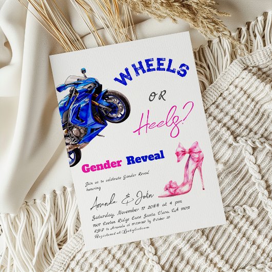 Er oder sie blauen rosa Räder oder Heelse Gender-B Einladung