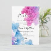 Er oder sie Blue Pink Rauch Geschlecht offenbaren  Einladung (Stehend Vorderseite)