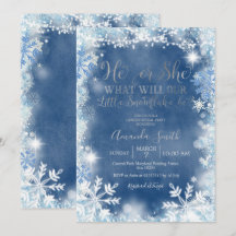 Er oder sie Blue Silver Snowflakes Gender Reveal