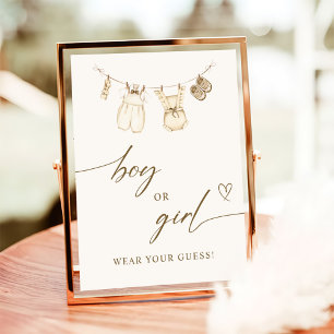 Er oder sie Boho Baby Clothes Gender-Offenbarung Poster