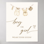 Er oder sie Boho Baby Clothes Gender-Offenbarung Poster (Vorne)