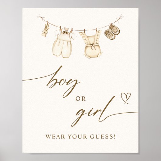 Er oder sie Boho Baby Clothes Gender-Offenbarung Poster (Vorne)