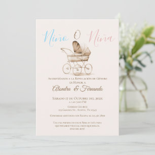 Er oder sie Boho Baby Stroller Gender Reveal Invit Einladung